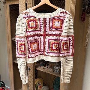 Truth By Republic Crochet Granny Square Sweater